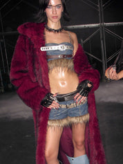 PROD Nyra Oversized Faux Fur Coat Red