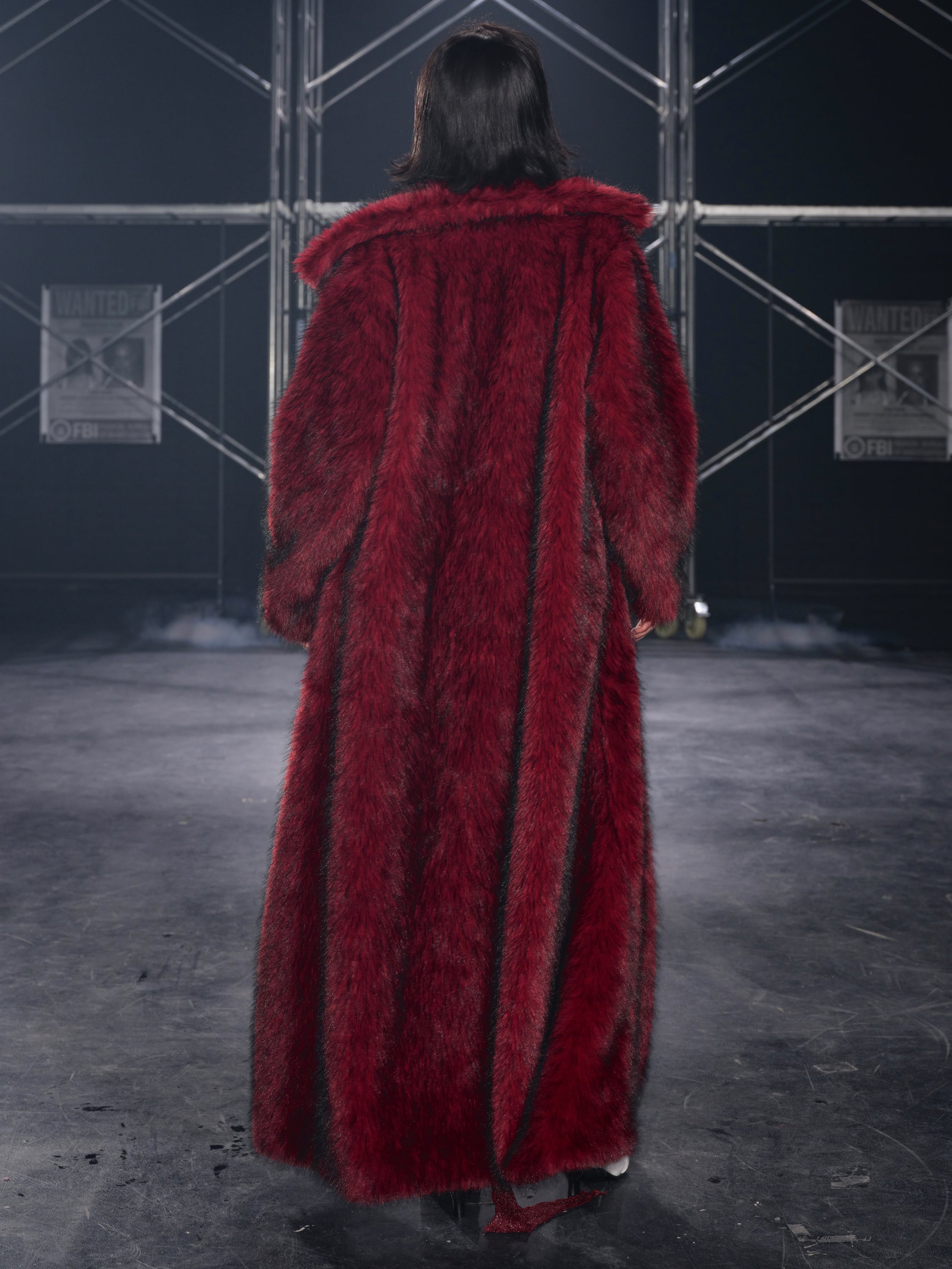 PROD Nyra Oversized Faux Fur Coat Red