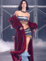 PROD Nyra Oversized Faux Fur Coat Red