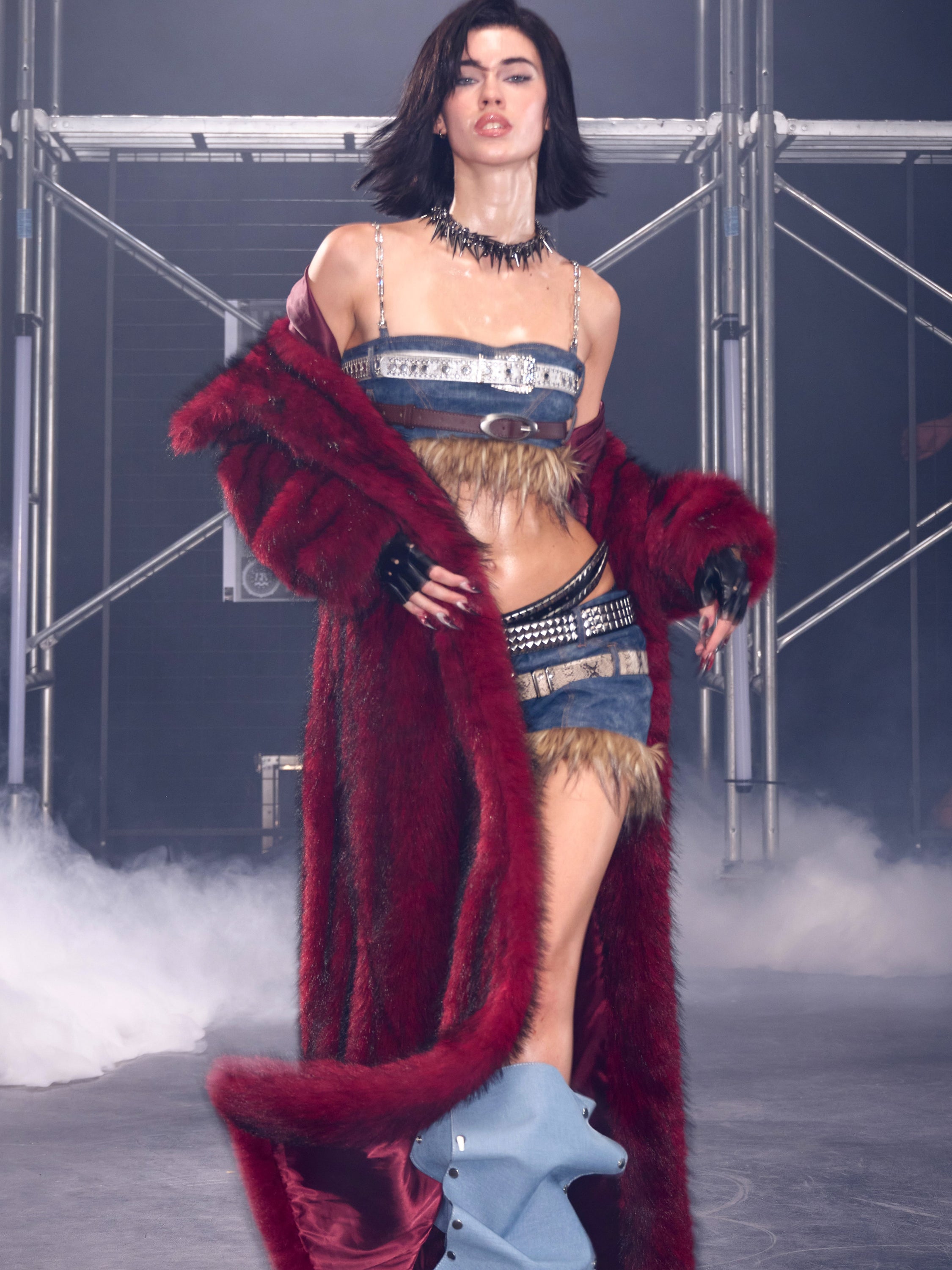 PROD Nyra Oversized Faux Fur Coat Red