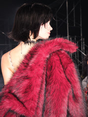 PROD Nyra Oversized Faux Fur Coat Red