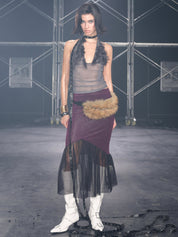 PROD Ophelia Faux Fur Halter Top Gray