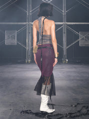 PROD Ophelia Faux Fur Halter Top Gray