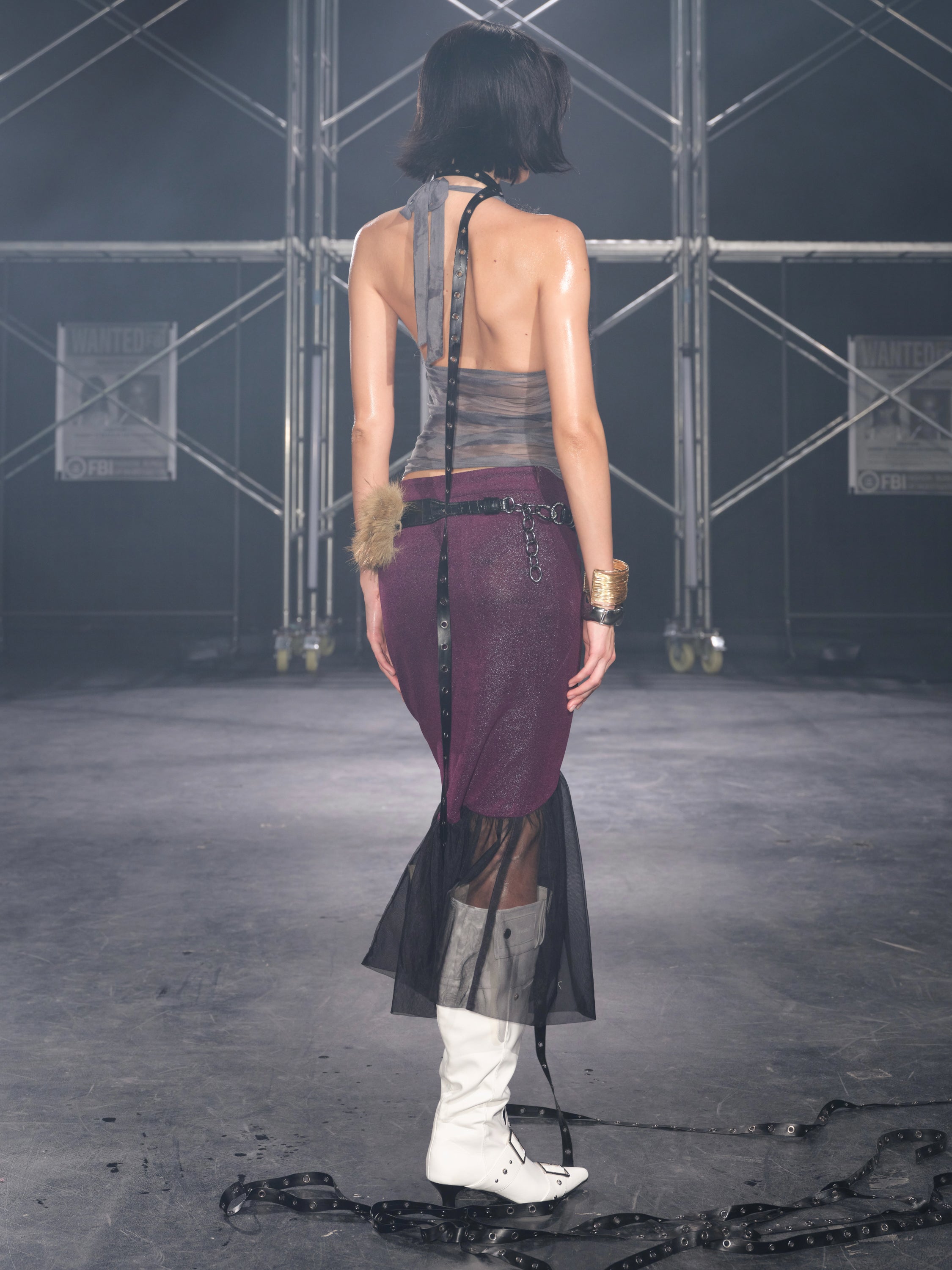 PROD Ophelia Faux Fur Halter Top Gray