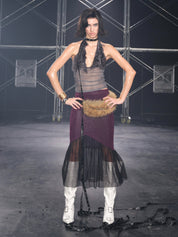 PROD Ophelia Faux Fur Halter Top Gray