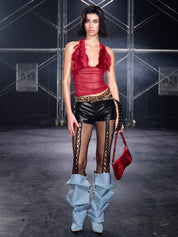 PROD Ophelia Faux Fur Halter Top Red