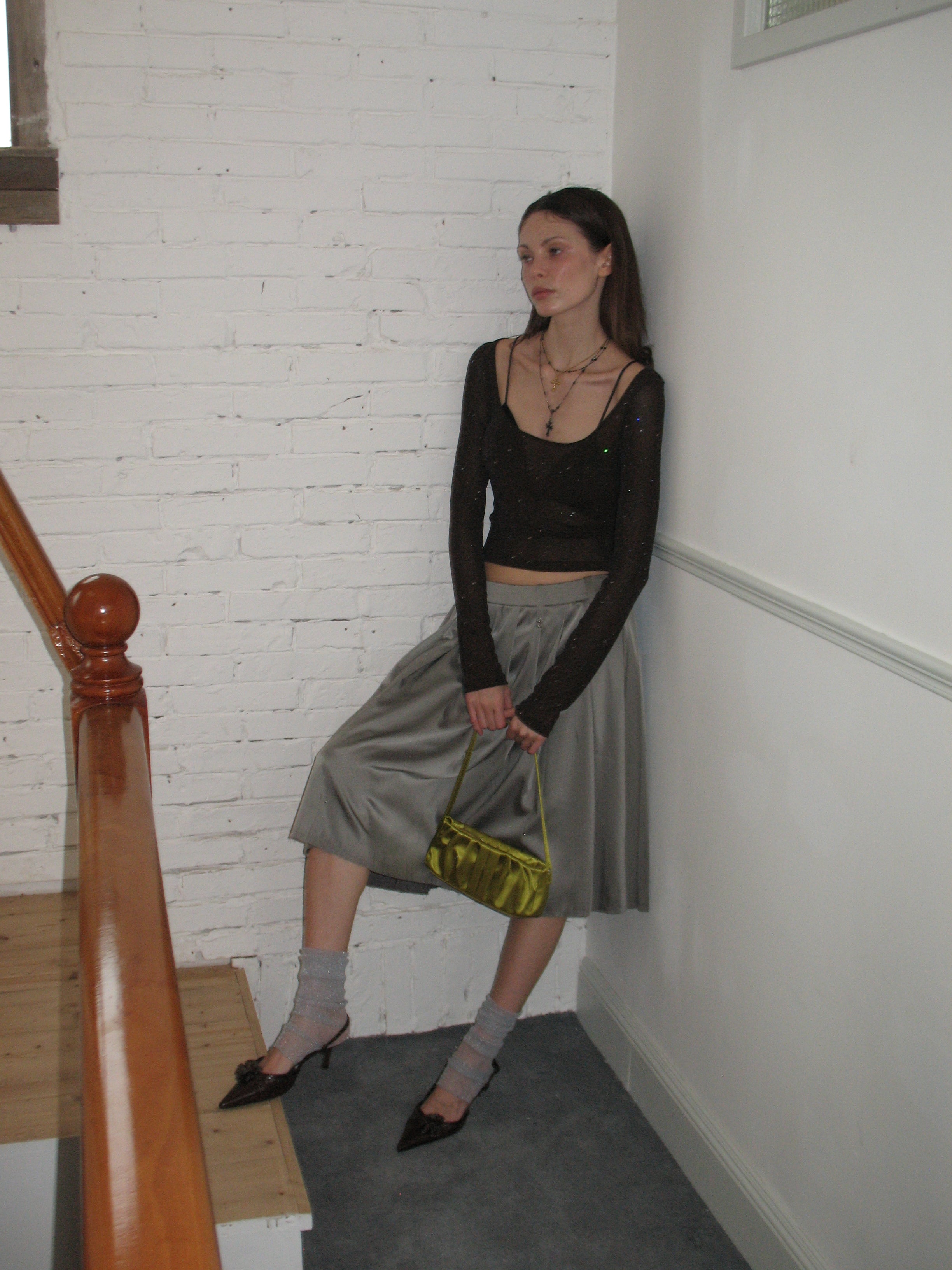 Gray Pleated Midi Skirt – PROD