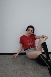 PROD PROD LAB T-SHIRTS Lighting Graphic Basic Short Sleeve T-Shirt / Red