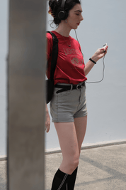 PROD PROD LAB T-SHIRTS Lighting Graphic Basic Short Sleeve T-Shirt / Red