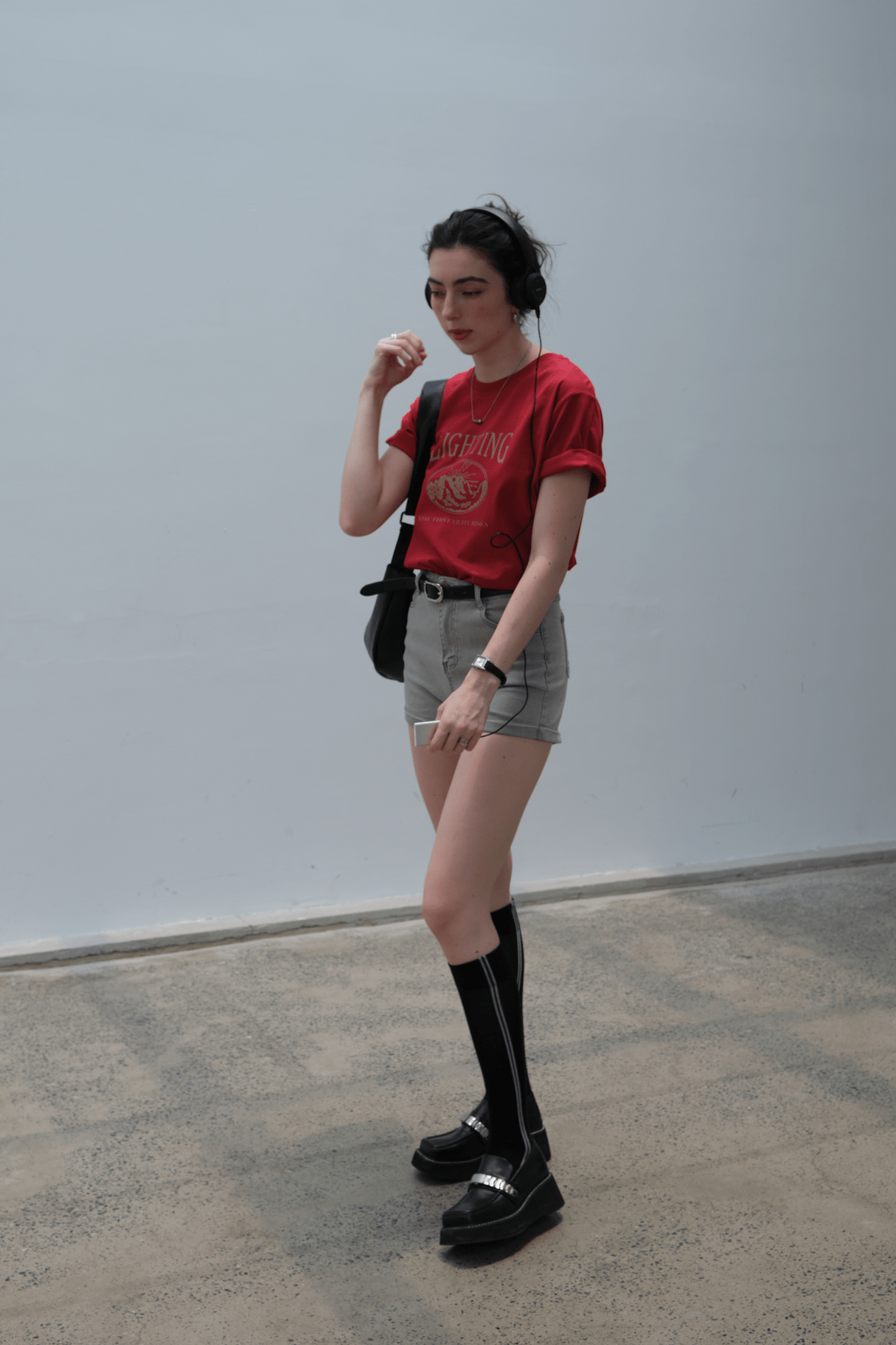 PROD PROD LAB T-SHIRTS Lighting Graphic Basic Short Sleeve T-Shirt / Red