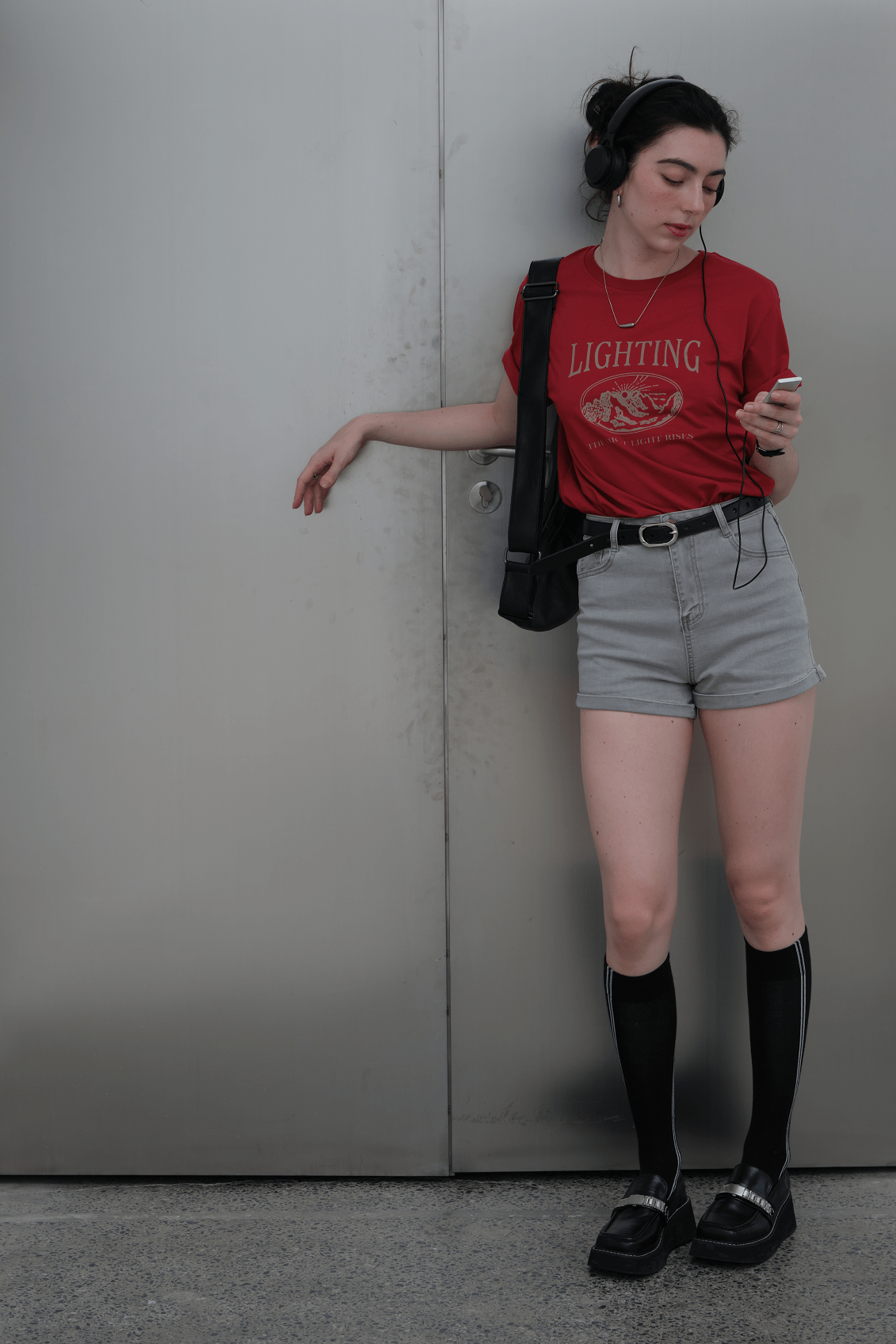 PROD PROD LAB T-SHIRTS Lighting Graphic Basic Short Sleeve T-Shirt / Red