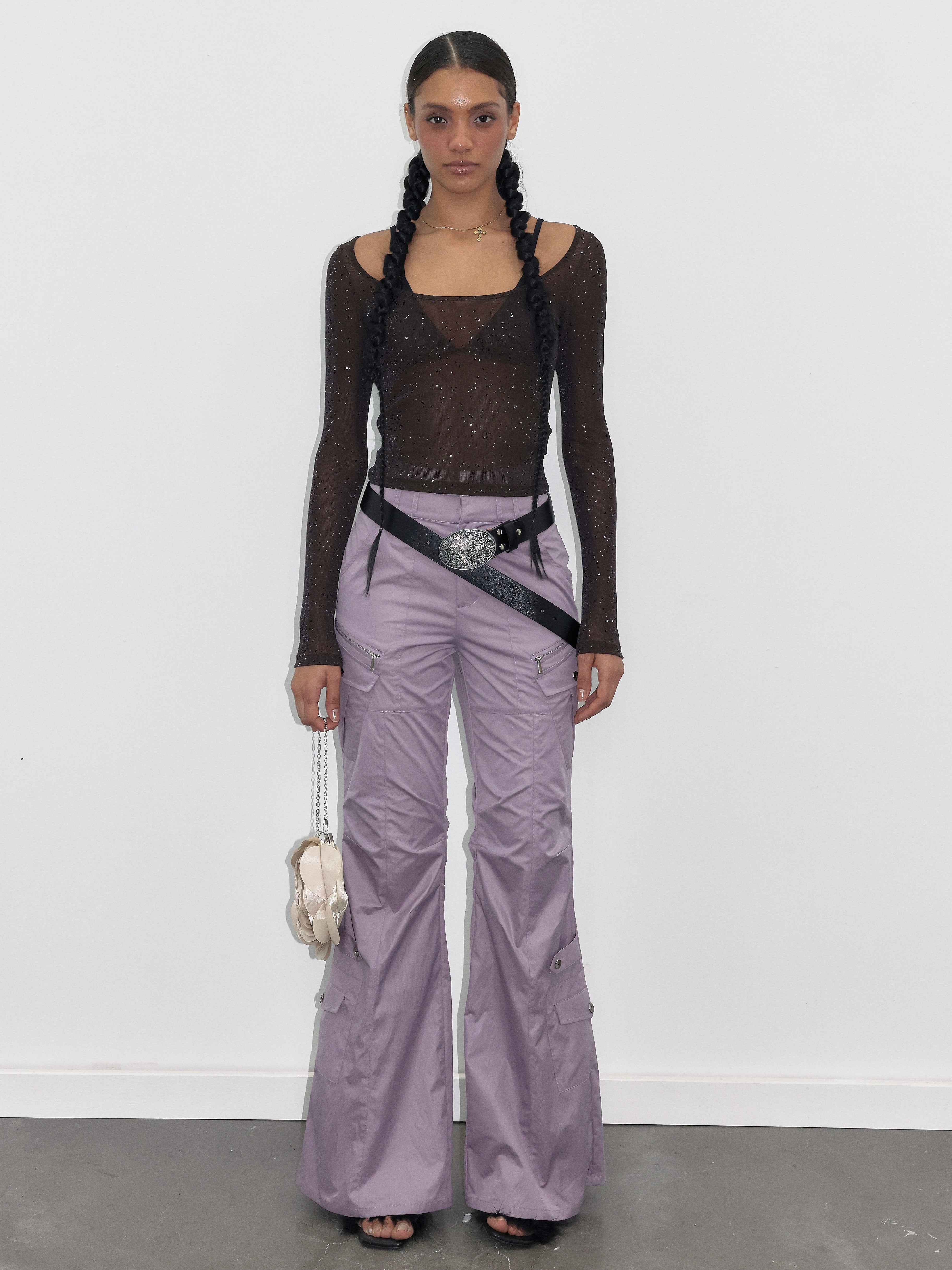PROD  Purple Cargo Flared Pants