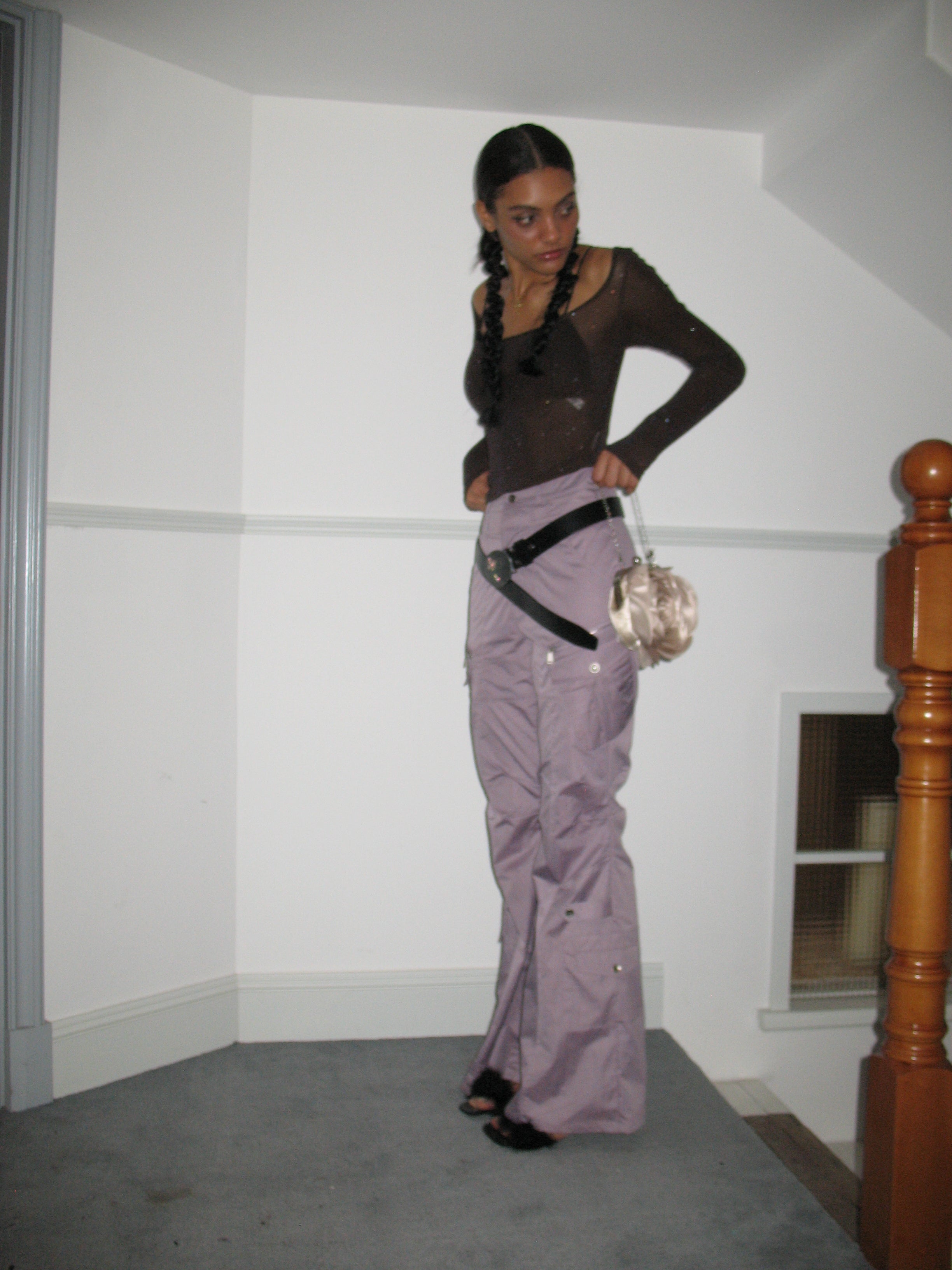 PROD  Purple Cargo Flared Pants