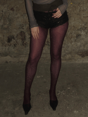 PROD Red / One size / In-stock Silver vertical striped tights /Red