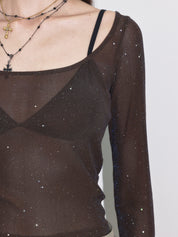 PROD  Rhinestone Semi-Sheer Long Sleeve