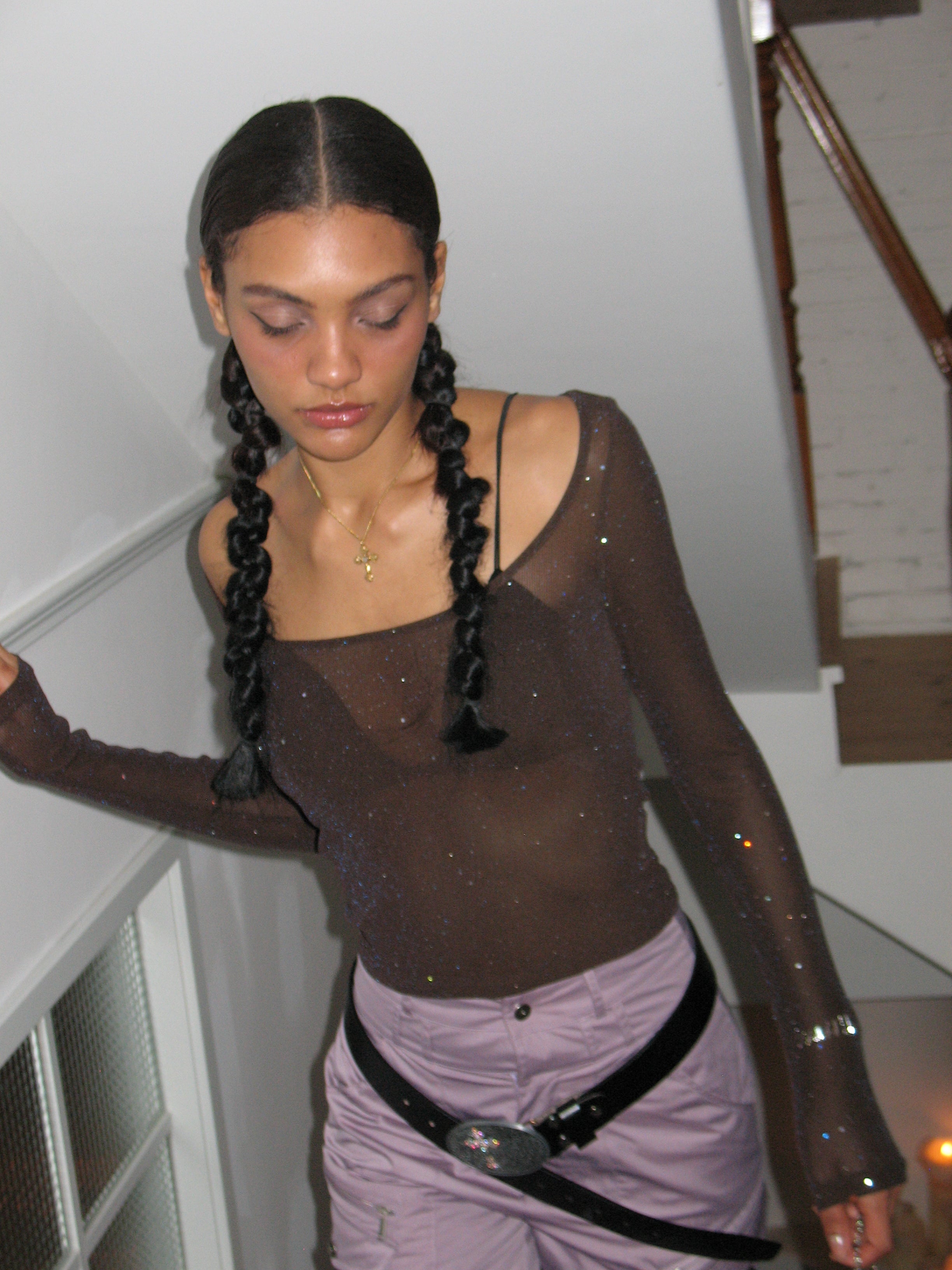 PROD  Rhinestone Semi-Sheer Long Sleeve