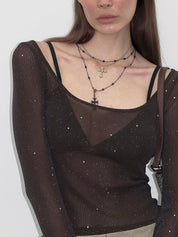 PROD  Rhinestone Semi-Sheer Long Sleeve