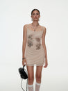 PROD S / Beige Mesh Ink Painting Mini Dress