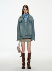 PROD S / Blue Raw Edge Washed Denim Jacket