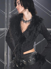 PROD Sasha Faux Fur Trim Cardigan