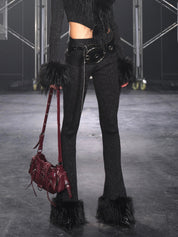 PROD Sasha Faux Fur Trim Flared Pants