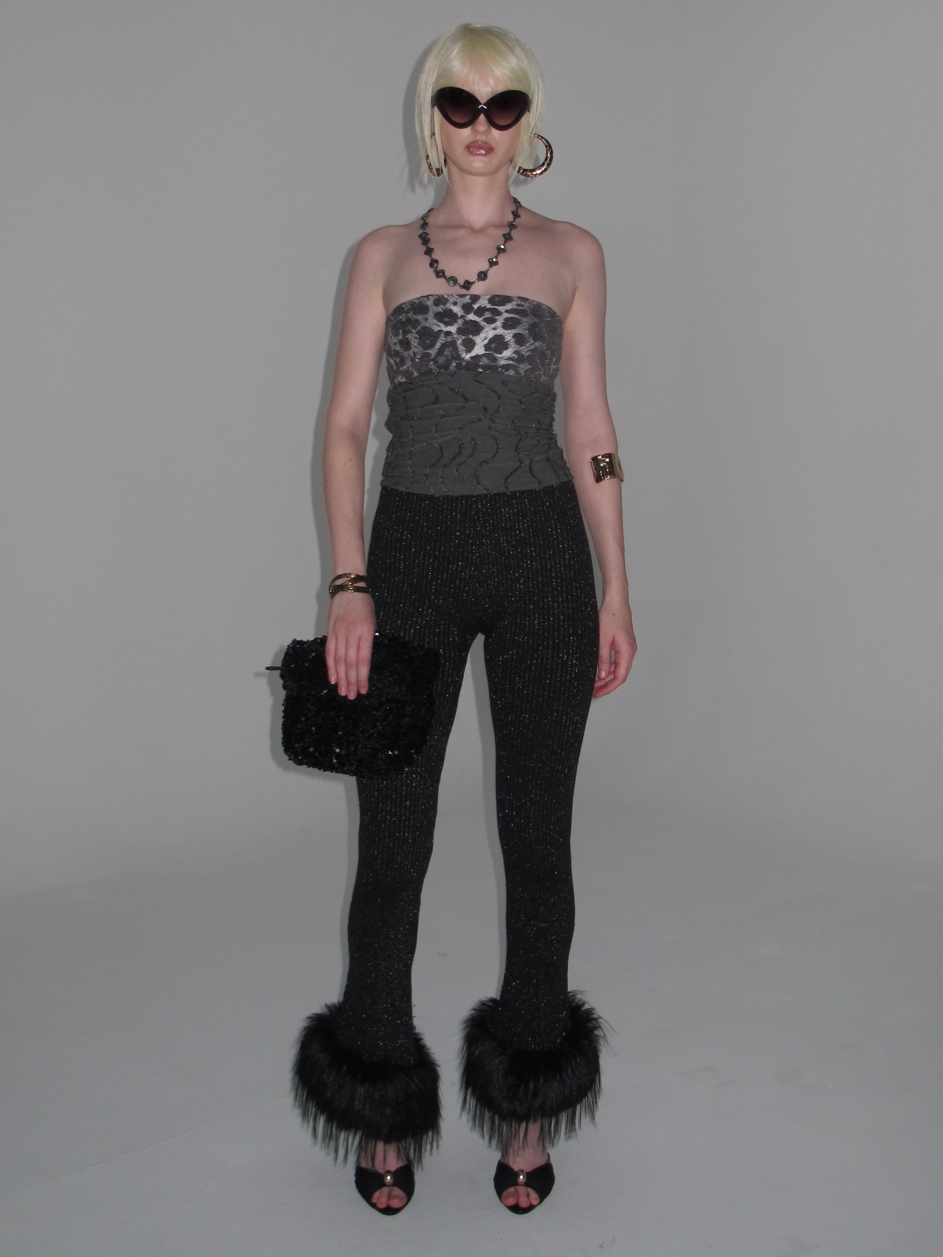 PROD Sasha Faux Fur Trim Flared Pants