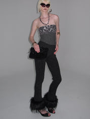 PROD Sasha Faux Fur Trim Flared Pants