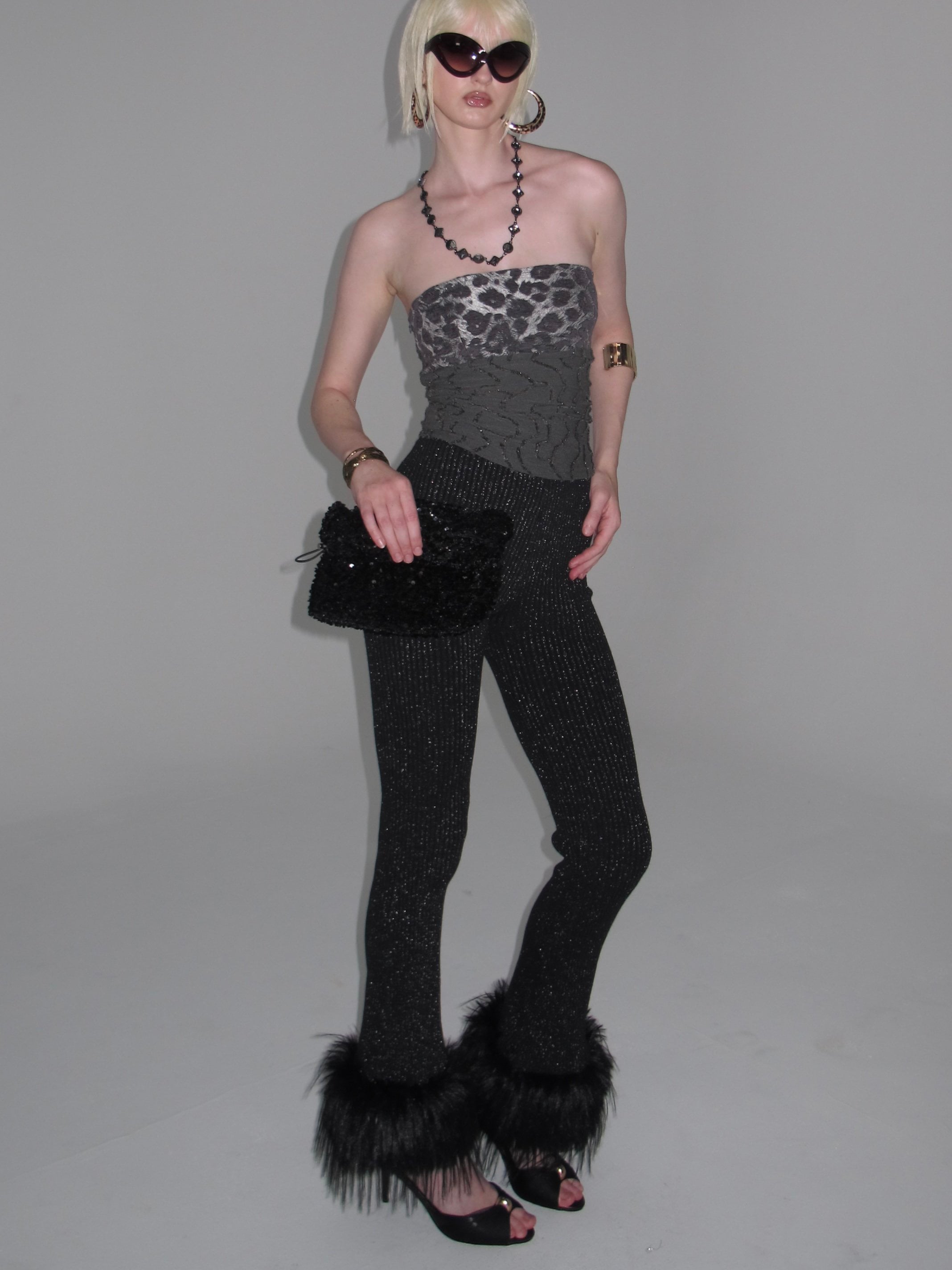 PROD Sasha Faux Fur Trim Flared Pants
