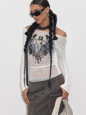 PROD  Semi-sheer Off-the-shoulder Long sleeve