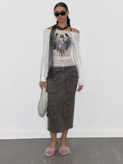 PROD  Semi-sheer Off-the-shoulder Long sleeve