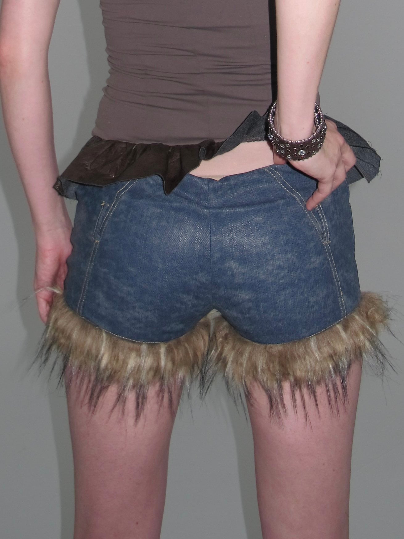  In-stock Thea Faux Fur Shorts Blue