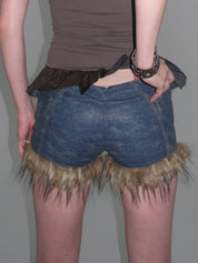 PROD Shorts / XS / In-stock Thea Faux Fur Shorts Blue