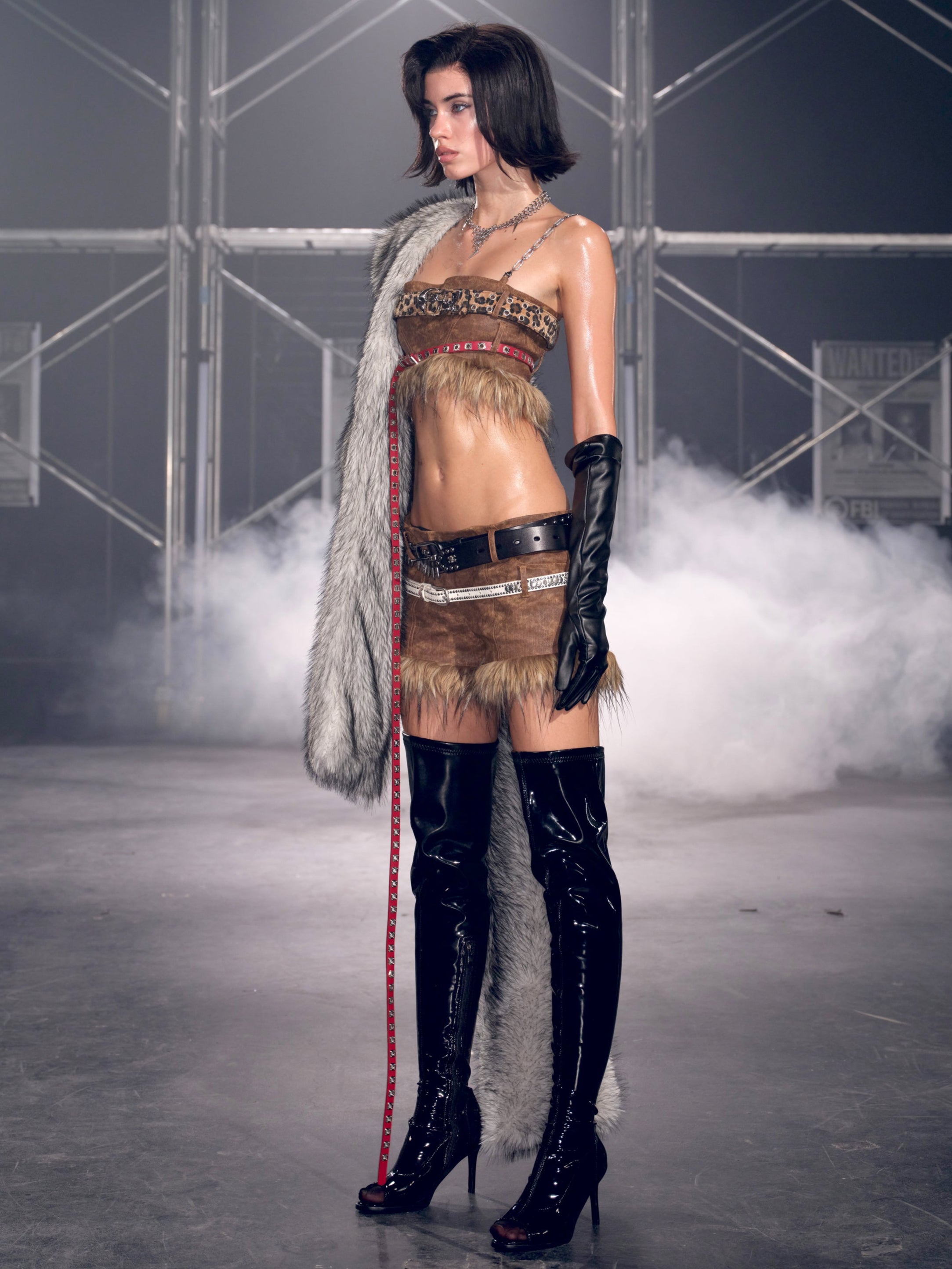  In-stock Thea Faux Fur Shorts Brown
