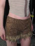 Thea Faux Fur Shorts Brown