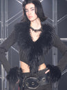 PROD silver black / XS / In-stock Sasha Faux Fur Trim Cardigan