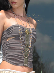 PROD Silver /Brown / Pre-order 7-14days Morph Multi-Wear Necklace