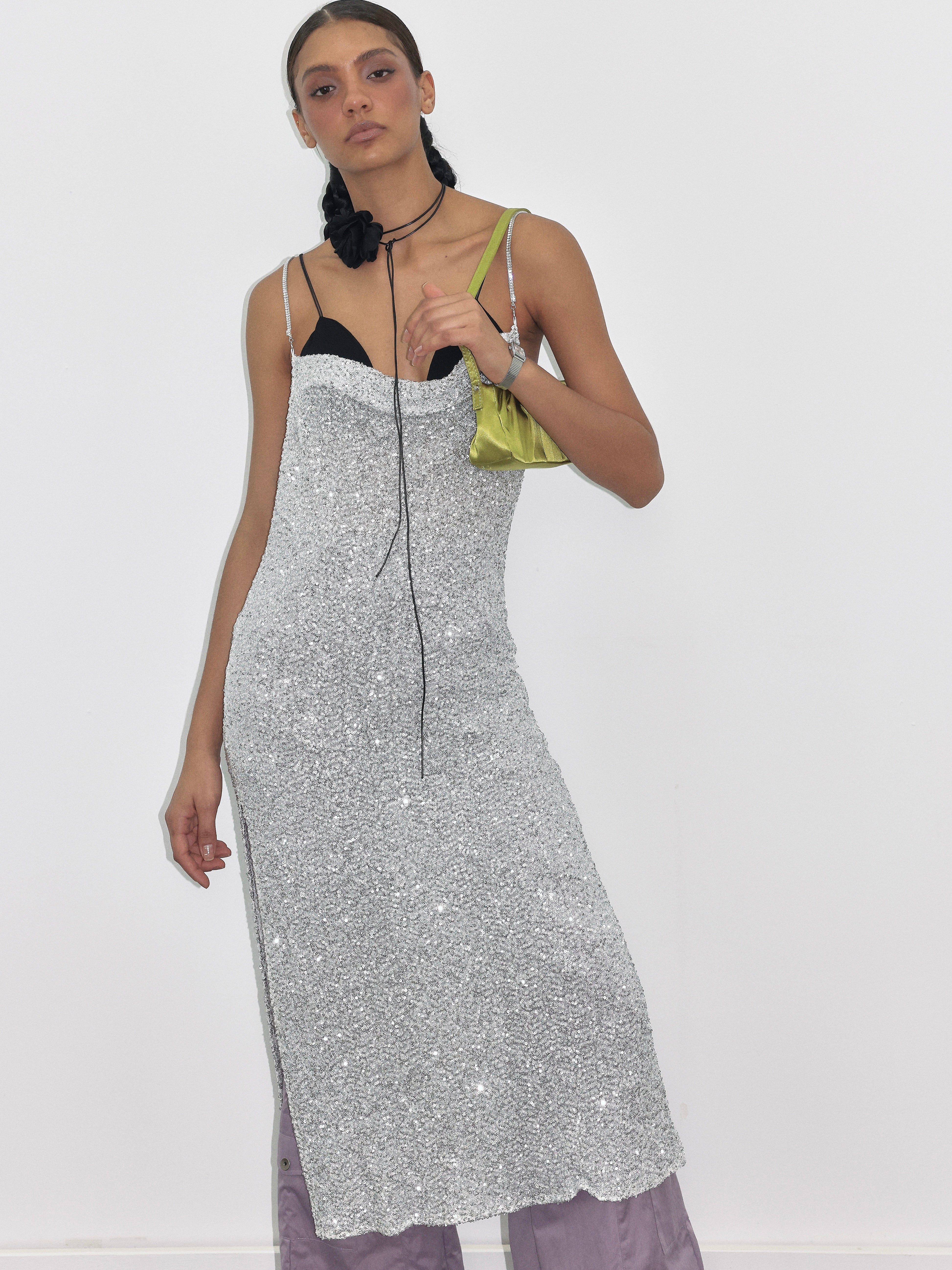 PROD  Silver Sparkle Sequin Long Dress