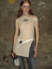 PROD Solid Color Asymmetric Neckline Dress/Top