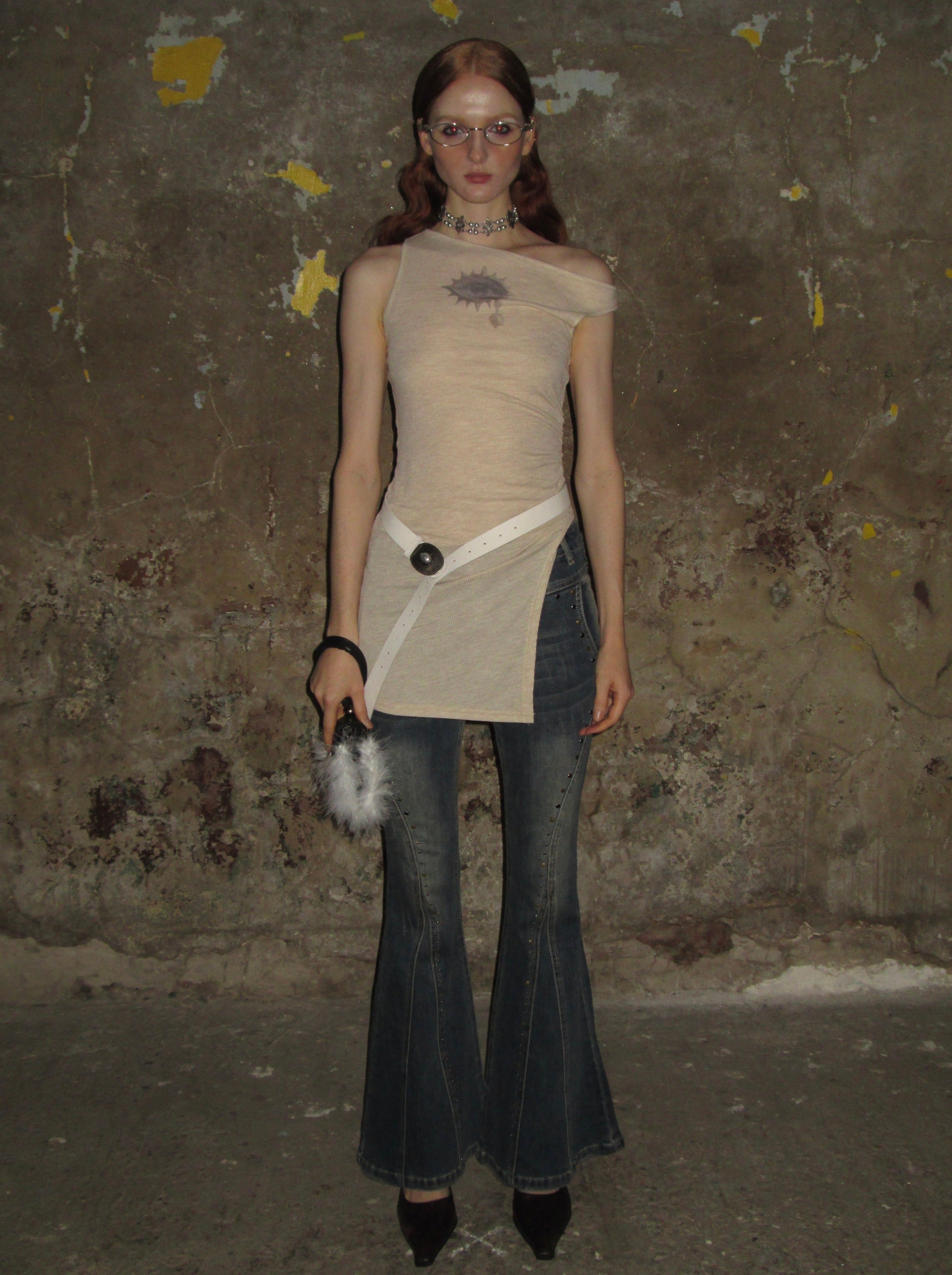 PROD Solid Color Asymmetric Neckline Dress/Top