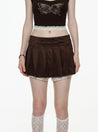 PROD Suede Mini Pleated Skirt With Lace Pettipant