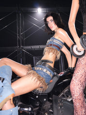 PROD Thea Faux Fur Chain Top Blue