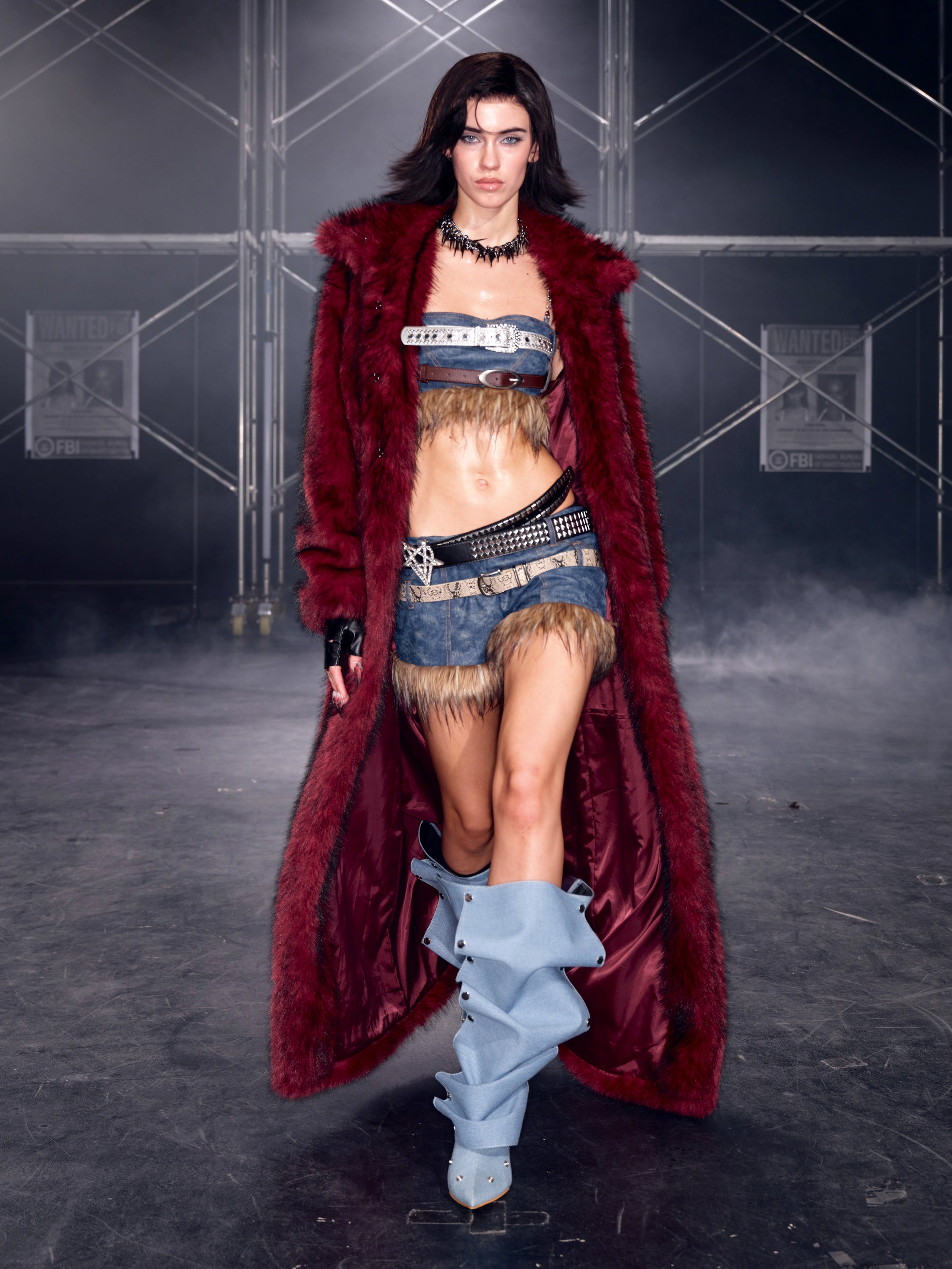 PROD Thea Faux Fur Chain Top Blue