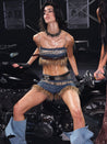PROD Thea Faux Fur Chain Top Blue