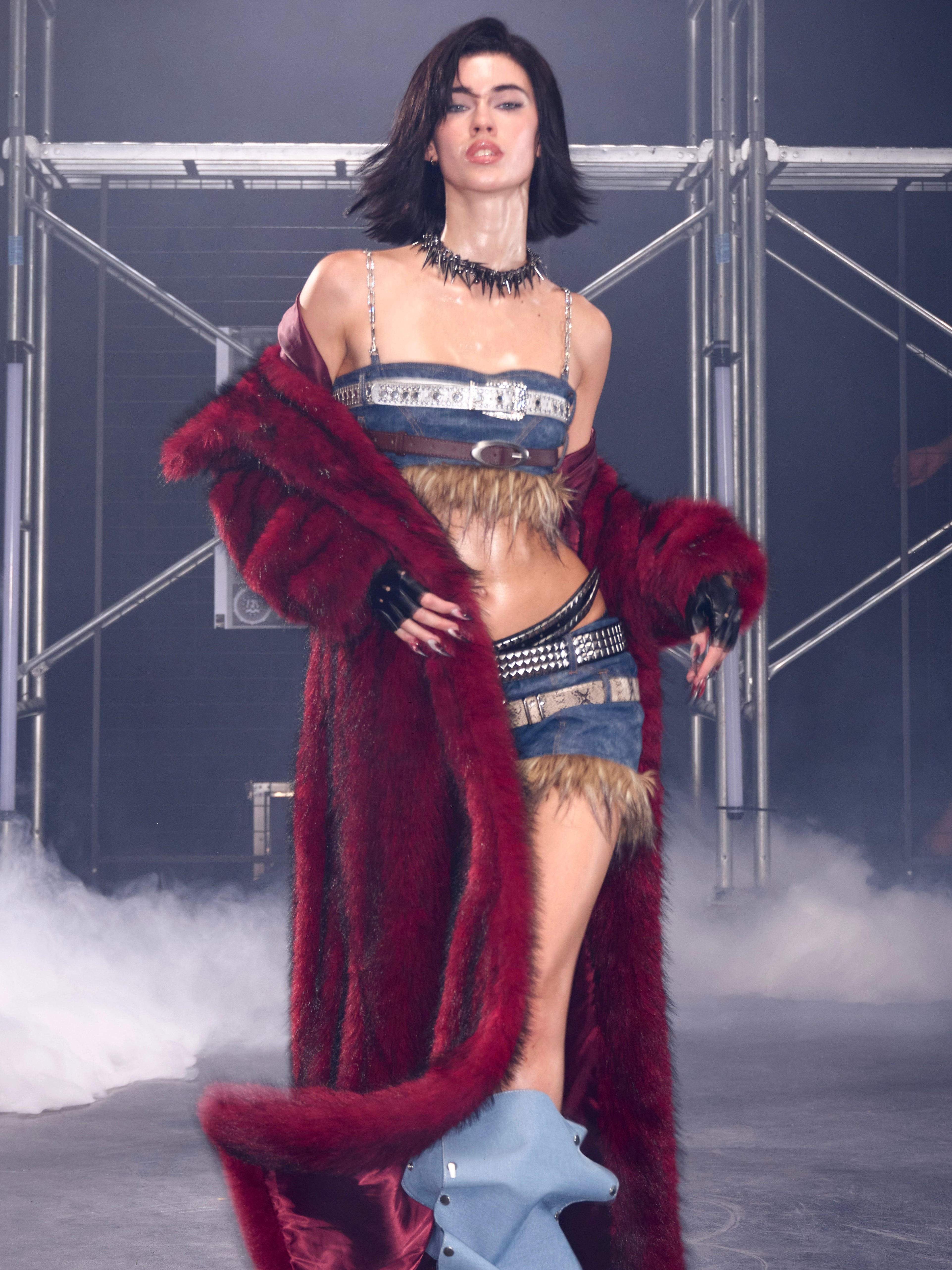 PROD Thea Faux Fur Chain Top Blue