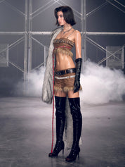 PROD Thea Faux Fur Chain Top Brown