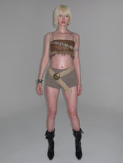 PROD Thea Faux Fur Chain Top Brown