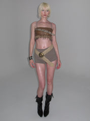 PROD Thea Faux Fur Chain Top Brown
