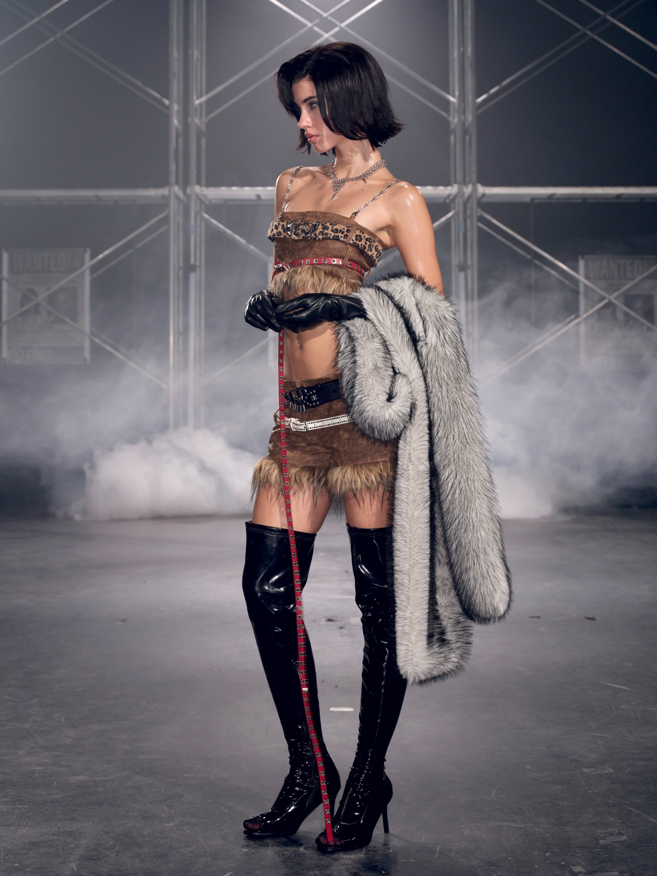 PROD Thea Faux Fur Shorts Brown