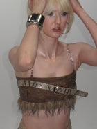 Thea Faux Fur Chain Top Brown
