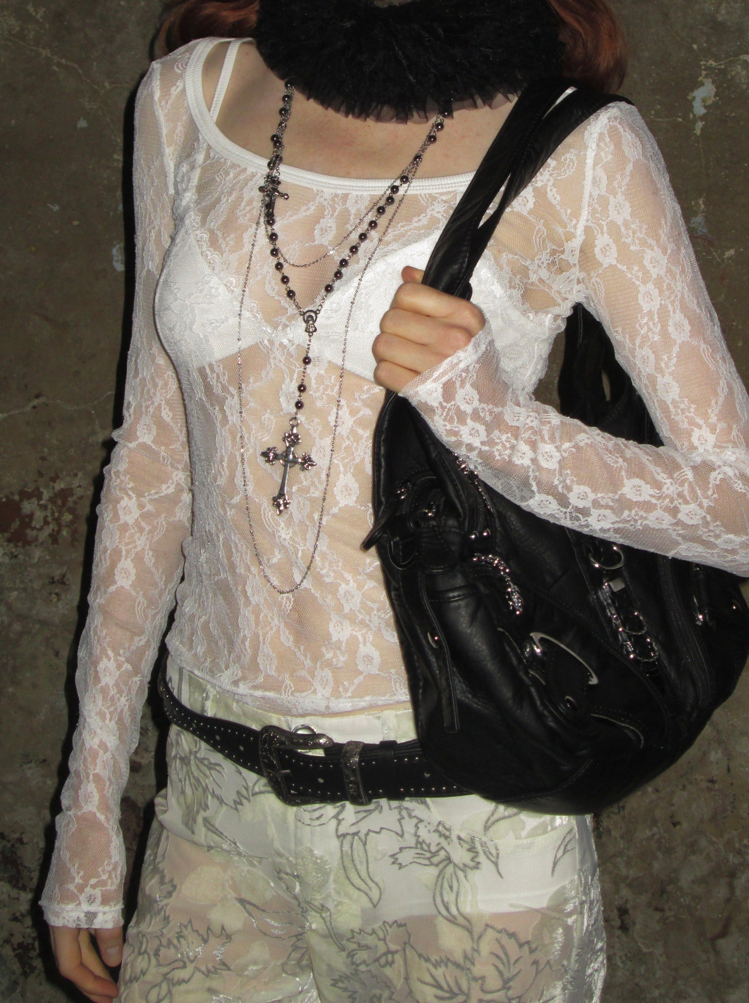 Sheer Lace Long Sleeve /White – PROD Sheer Lace Long Sleeve /White – PROD